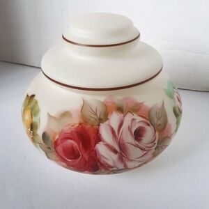 Vintage Hand Painted Rose Cottagecore Decor Jar